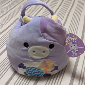 Easter Basket Squishmallow Bubba The Cow Plush Handle NWT Egg Hunt Gift Kids